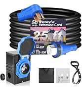 Seeutek 50 Amp Generator Extension Cord 20 Feet, Generator Cable 125V/250V 12500W Generator Power...