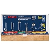 BOSCH RBS010 10-Piece 1/2 In. and 1/4 In. Shank Carbide-Tipped All-Purpose Professional Router Bi...