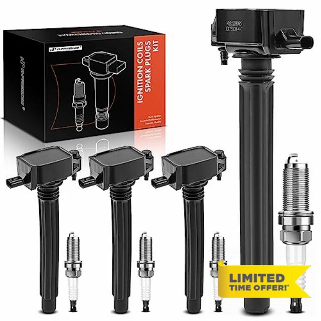 A-Premium Set of 4 Ignition Coil Pack and Iridium Spark Plugs Compatible with Jeep Cherokee 2014-2020