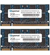4GB Kit (2x2GB) DDR2 667MHz PC2-5300 SODIMM, Royemai 2GB 5300S RAM 1.8V CL5 200pin Memory Upgrade...