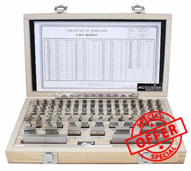 Accusize Industrial Tools 81 Pc Grade AS-1 Steel Gage Block Set