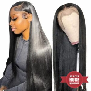 obasew 13x6 Straight Lace Front Wigs Human Hair 200 Density HD Transparent Lace Frontal Human Hair Wigs for Women Glueless Wigs Human Hair Pre Plucked 20 Inch