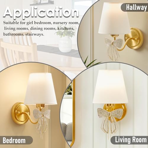 Bow Sconces Rechargeable Battery Powered Bow Lamps Dimmable LED 2700K-6000K 16 Color Temperatures