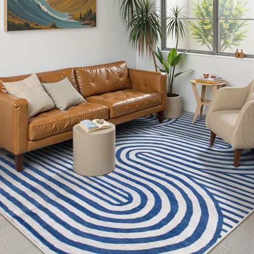 Blue and White Rugs for Bedroom Ultra-Thin Non-Shedding