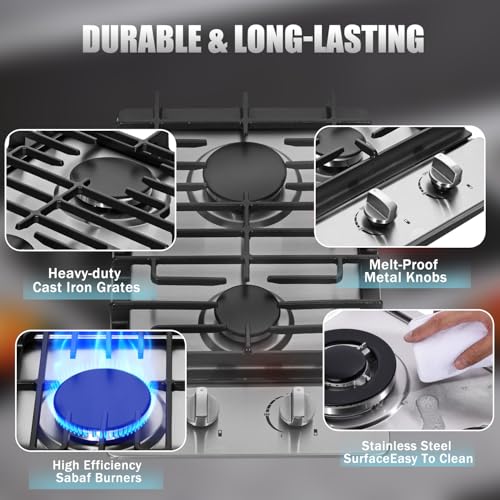 Max 12000BTU Propane/Natural Gas Convertible Dual Fuel Cooktop for Apartments
