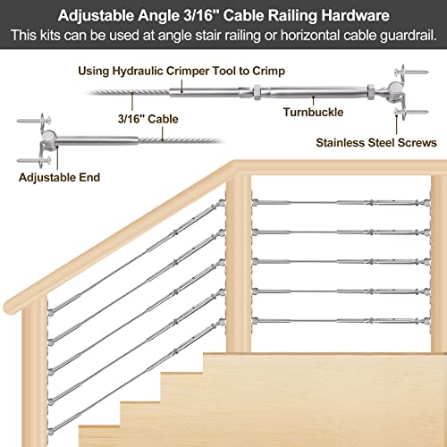 Swage Toggle Turnbuckle & End for Stair Cables Railing
