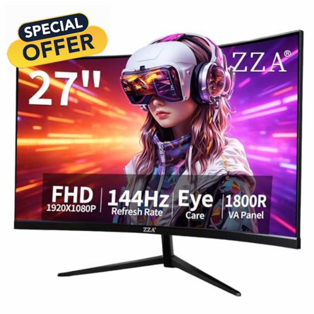 ZZA 27 Inch Curved Gaming Monitor 144Hz-1080P FHD Computer Monitor