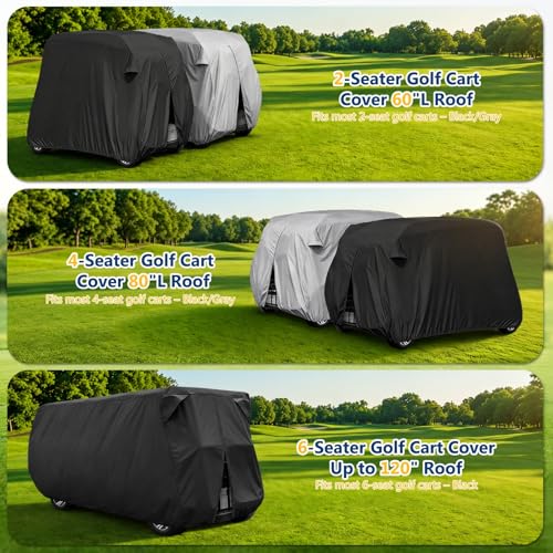 Extra PVC Coating 2 Passenger Custom Cart Cover Compatible with EZ GO