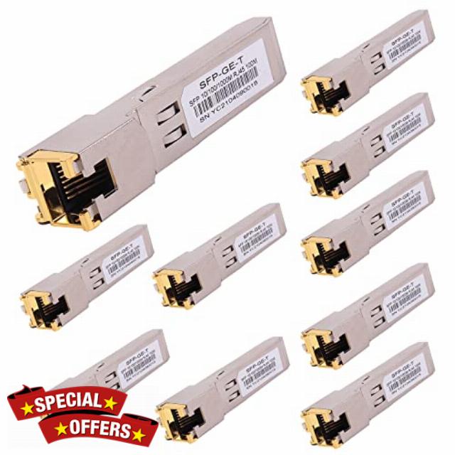 10PCS 1000BASE-T Gigabit SFP to RJ45 Copper Ethernet Modular Transceiver for Cisco
