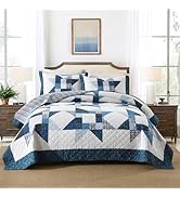 camandy Cotton Quilt Bedding Sets 3 Pieces Soft Reversible Coverlets Luxury Star Real Patchwork B...