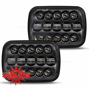 BICYACO DOT 110W 5x7 7x6 Inch Led Headlights Hi/Low Led Sealed Beam Projector Headlamp Compatible with Jeep Wrangler YJ Cherokee XJ Kenworth T300 1997-2010 H4 Plug H6054 H5054 6054 6052 (Black)