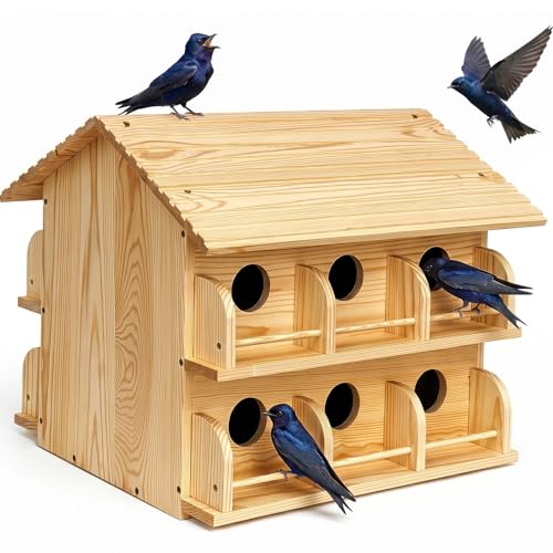 12-Room Wooden Bird Houses for Outside