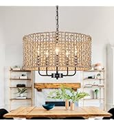 LASENCHOO 8 Lights Plug in Chandelier,Hanging Lights with Plug in Cord 16.4ft & On/Off Switch,Bla...