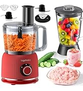 Food Processor and Blender Combo, 88 oz Food Chopper for Meat, Vegetable and Dough, 70 oz 600W Gl...