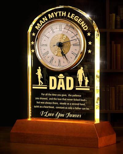 Elegant Desk Clock with Wooden Light Base for Christmas Father‘s Day