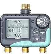 RAINPOINT 2 Zone Sprinkler Timer with Brass Inlet and Outlet - Water Timer for Garden Hose with R...