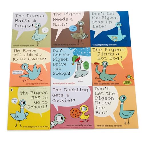 9PCS Mo Willems Pigeon Books Dont Let the Pigeon Drive the Bus Book Series Set Paperback