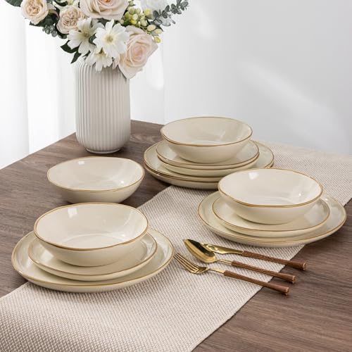 Handmade Reactive Glaze Stoneware Plates and Bowls Sets