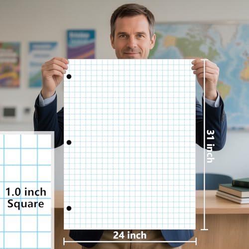Jumbo Dry Erase Magnetic Grid Page For Graph On Whiteboard(2 Pieces per Pack)