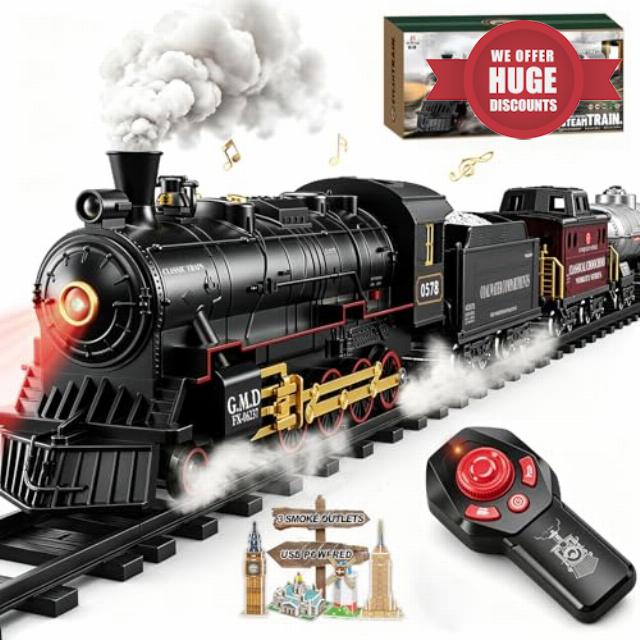 Electric Remote Control Train Set Christmas Trains Steam Locomotive