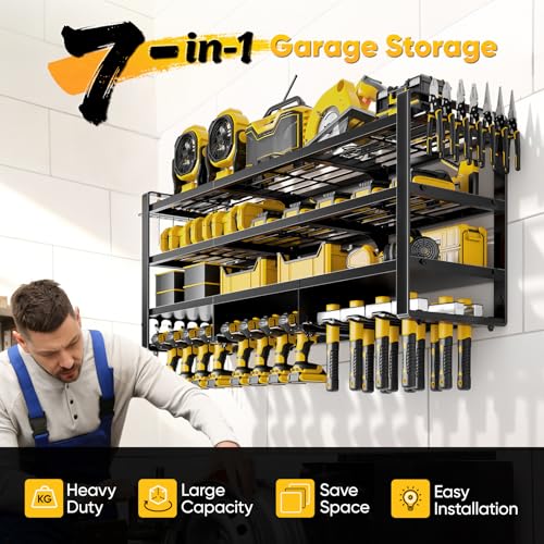 Tool Storage Rack Holds 12 Cordless Drills