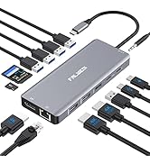 USB C Laptop Docking Station, 14 in 1 Type C Hub Multiport Adapter Dongle with 3 Monitors, Dual H...