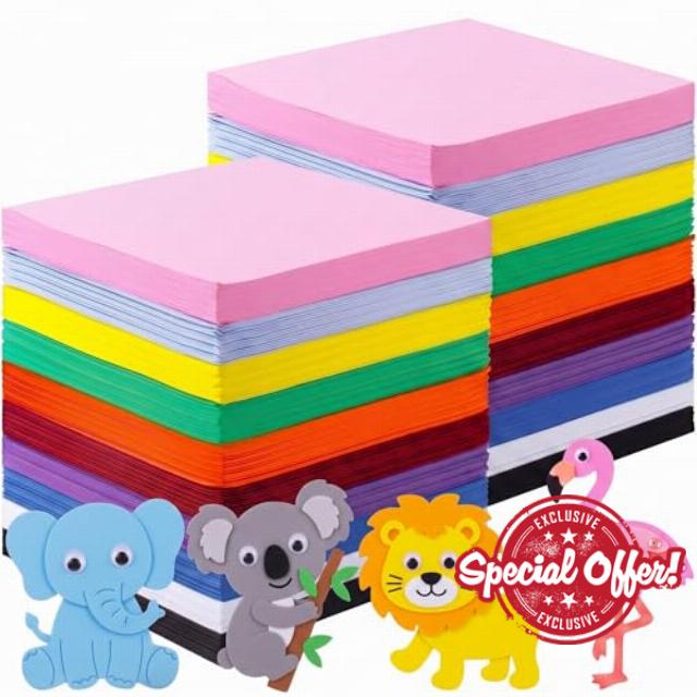 Ireer 200 Pcs EVA Foam Sheet Crafts 9 x 12 Inch Assorted 10 Colors 1mm Foam EVA Paper for Crafts Craft Handicraft for Scrapbooking DIY Arts
