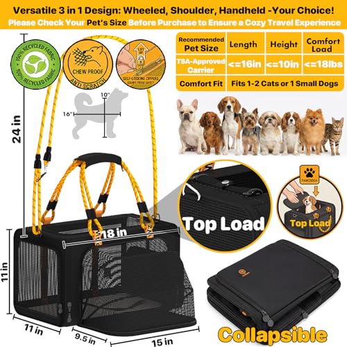 Collapsible Top-Load Cat Carrier for 2 Cats Under Seat
