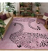 OJIA Leopard Print 5x7 Area Rugs for Living Room, Soft Washable Rugs for Bedroom Ultra-Thin Non-S...