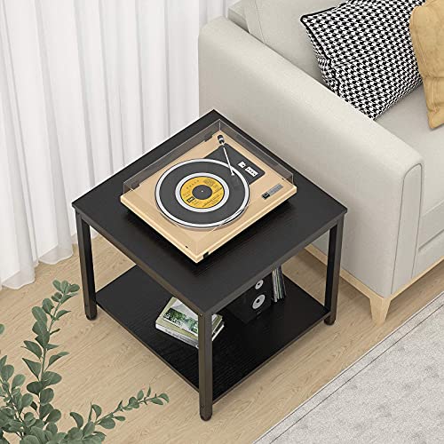 Metal Wood Accent Modern Simple Industrial Style Side Table for Living Room Bedroom