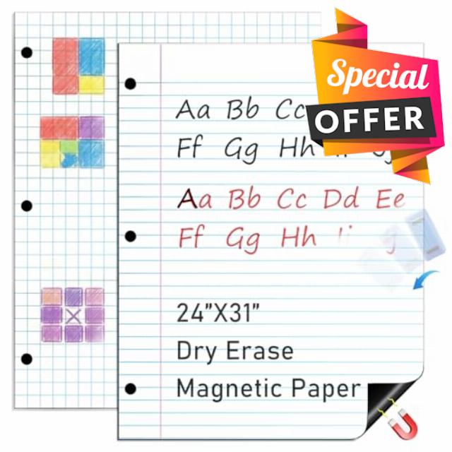 STTMGN 24" x 31" Write & Wipe Giant Magnetic Notebook Lined Paper For Classroom