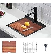 HOTIS 32 X 18 Inch black Kitchen Sink Undermount, Single Bowl Stainless Steel Workstation Sink, T...