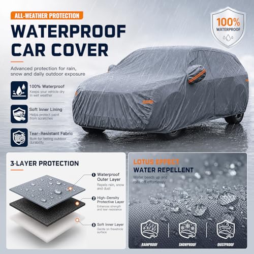 Outdoor Full Exterior Automobiles SUV(Length 182-190 inch) with Windshield Sun Shade Universal Fit Toyota RAV4