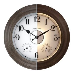 Large Lighted Metal Wall Clock with Smart Night Light Sensor