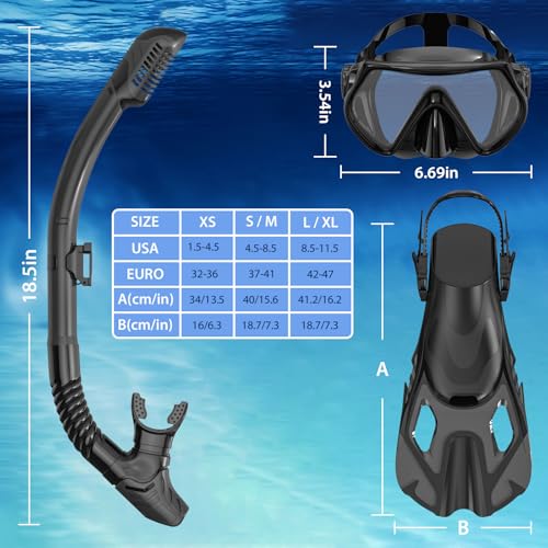 Panoramic View Anti-Fog Anti-Leak Adjustable Swim Fins