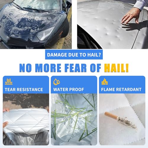 5-Layer Anti-Hail Thickened Car Covers Waterproof All-Weather UV/Wind/Snow Outdoor Protection with Reflective Strip