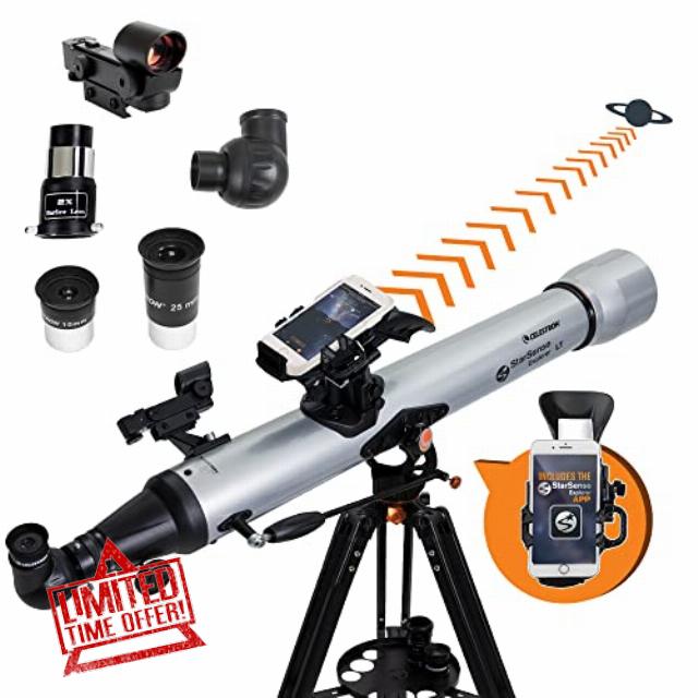 Celestron StarSense Explorer LT 80AZ App-Enabled Telescope – 80mm Refractor with Smartphone Dock & StarSense App – iPhone & Android Compatible – Easy-to-Use for Beginners