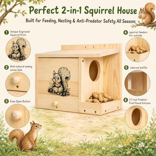Anti-Predator Solid Wood Wildlife Shelter for Backyard