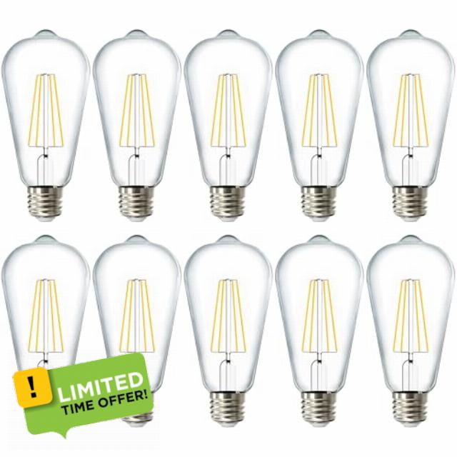 10 Pack Edison Bulbs LED ST64
