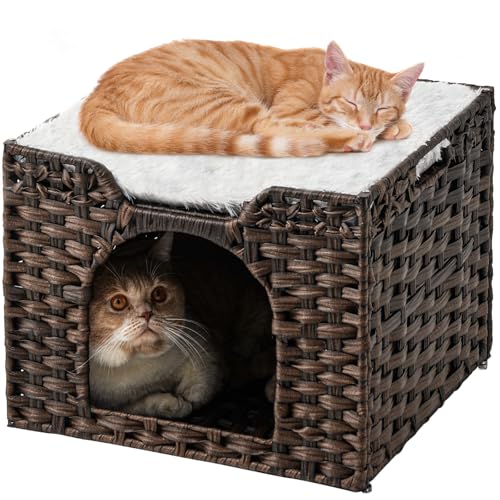 Handwoven Rattan Cat Cave Pet Cube