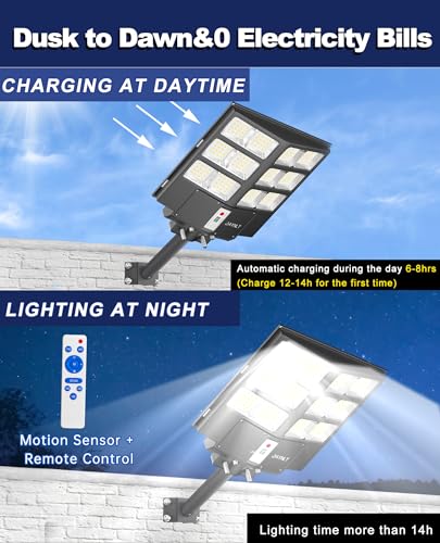 200000LM 6500K Solar Flood Lights Outdoor Dusk to Dawn
