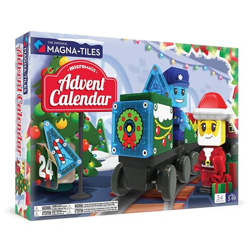 MAGNA-TILES microMAGS Advent Calendar 34-Piece Magnetic Construction Set