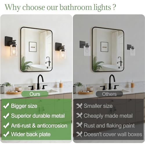 Matte Black Modern Vanity Lights with Clear Glass Shade