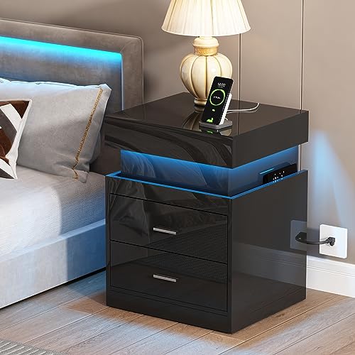 Smart Night Stand with Sliding Top Storage