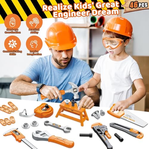 Kids Tool Set with Portable Tool Box & Electronic Toy Drill
