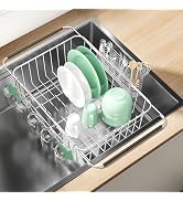 Small Dish Drying Rack in Sink, Extendable Stainless Steel Dish Drainers for Kitchen Counter, Ant...