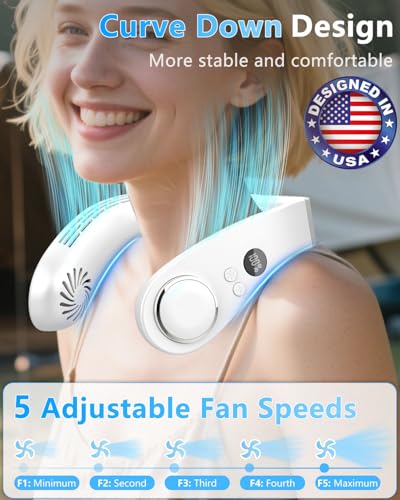 Bladeless Quiet Wearable Hangs around Neck Device White