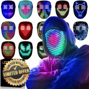 MEGOO Led Mask with Gesture Sensing | Light up Transforming Face Mask | Cool Digital Glow Mask | Perfect Gifts for Halloween Christmas Rave Dj Party Birthday
