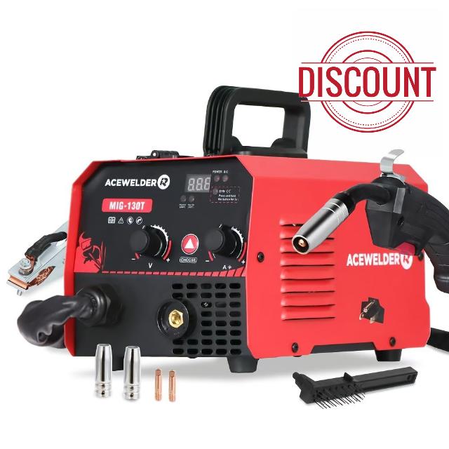 ACEWELDER 130A Gasless Flux Core MIG Welder Welding Machine 110V Portable IGBT Inverter Synergy Welder Machine