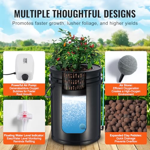 Air Stone and Water Level Device for Leafy Vegetables(1 Bucket+Top Drip Kit)